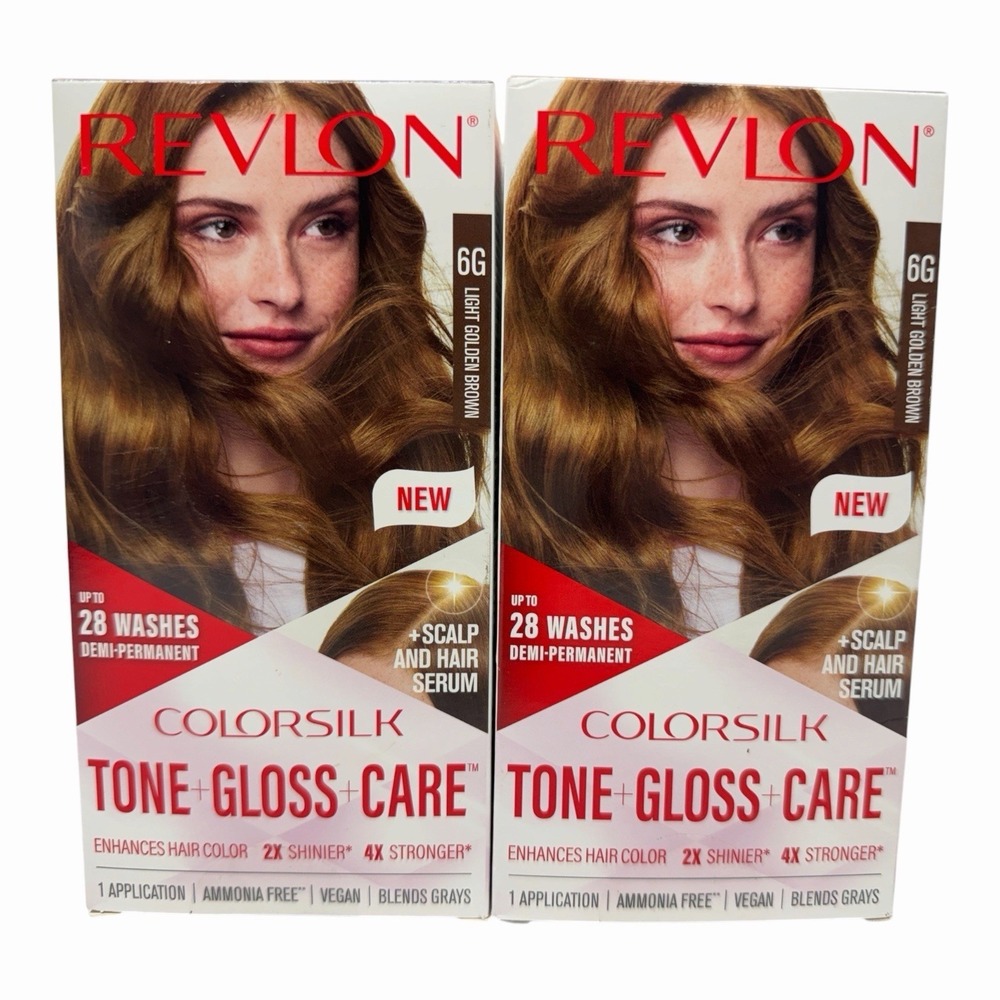 Revlon ColorSilk Tone + Gloss + Care 6G Light Golden Brown Lot of 2 New